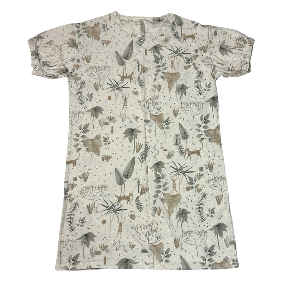 Rylee + Cru Girls Short Sleeve Botannical Long Shirt Dress